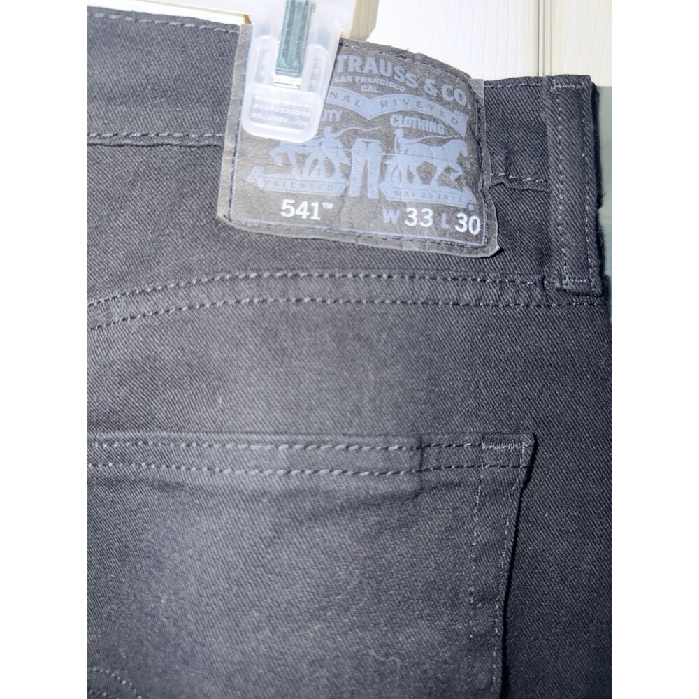 Levis 541 Athletic Fit Stretch Black Denim Jeans Mens Size 33 x 30 - Picture 5 of 11